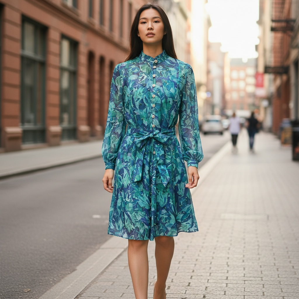 Chic Green Floral Dress