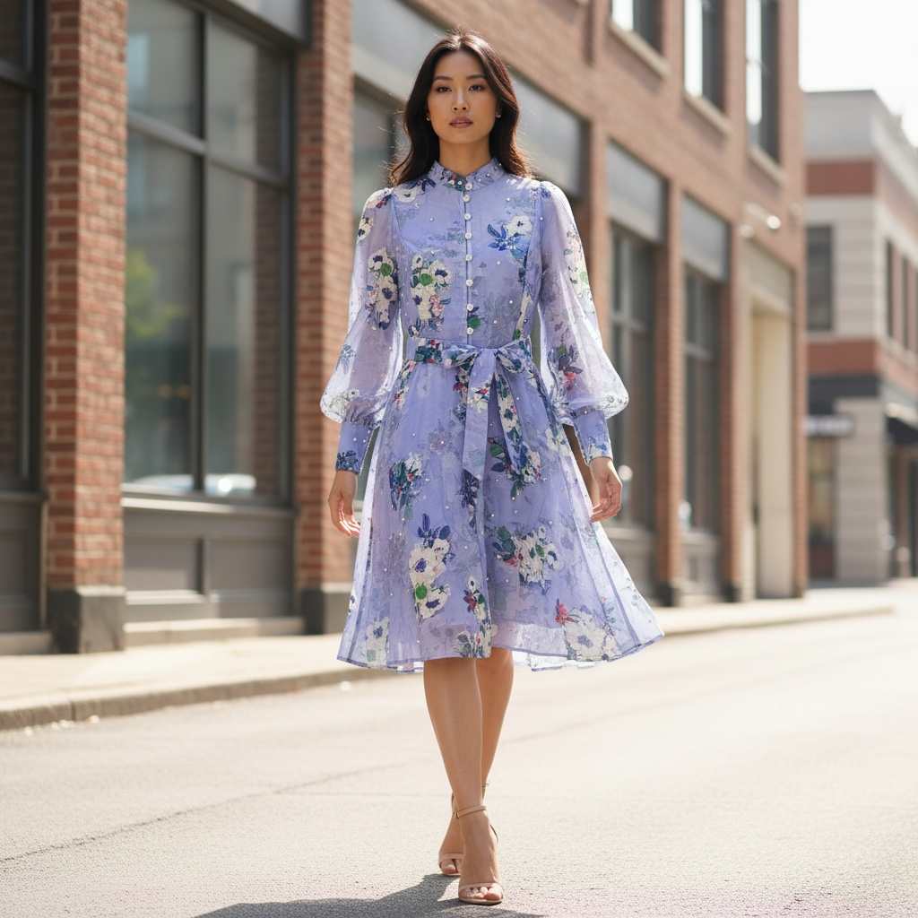 Elegant Lavender Floral Dress