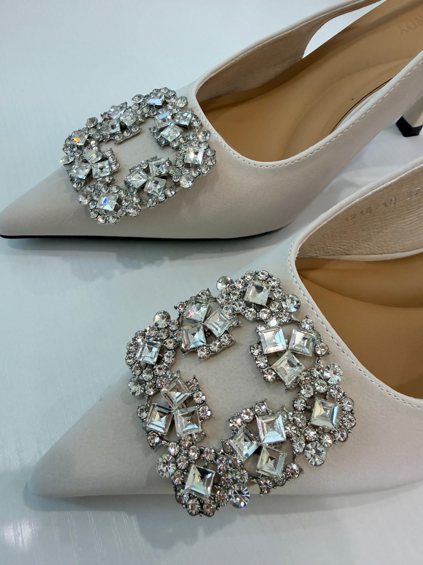 Slingback Heels with Rhinestone Buckle