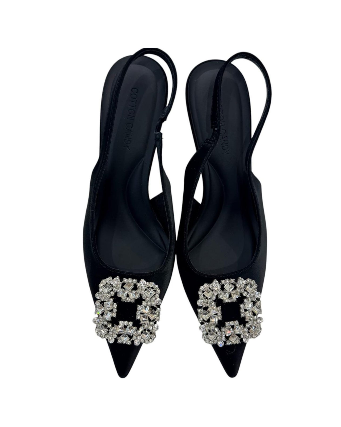 Slingback Heels with Rhinestone Buckle