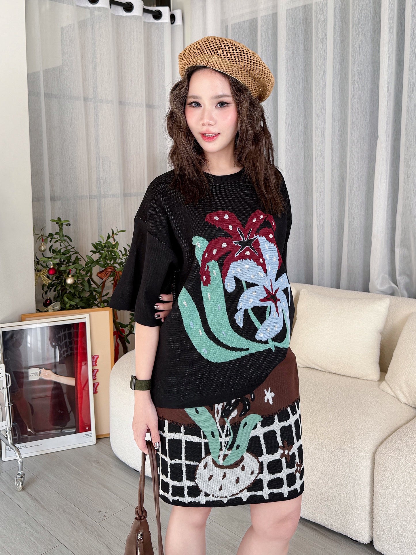 Retro Flower Knit Set