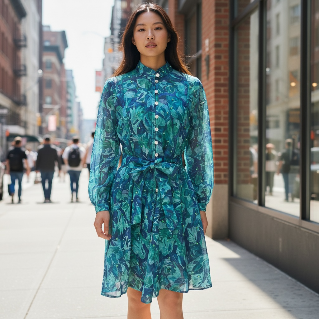 Chic Green Floral Dress