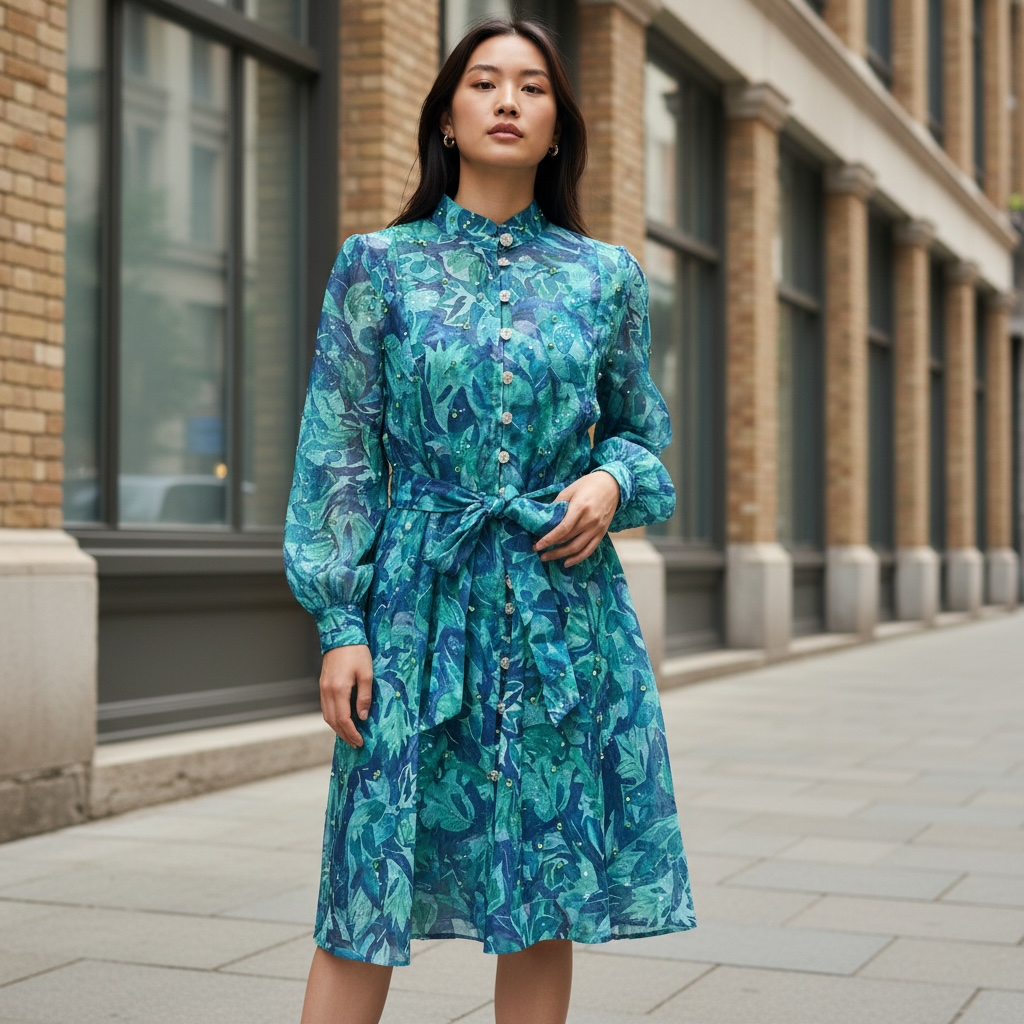 Chic Green Floral Dress
