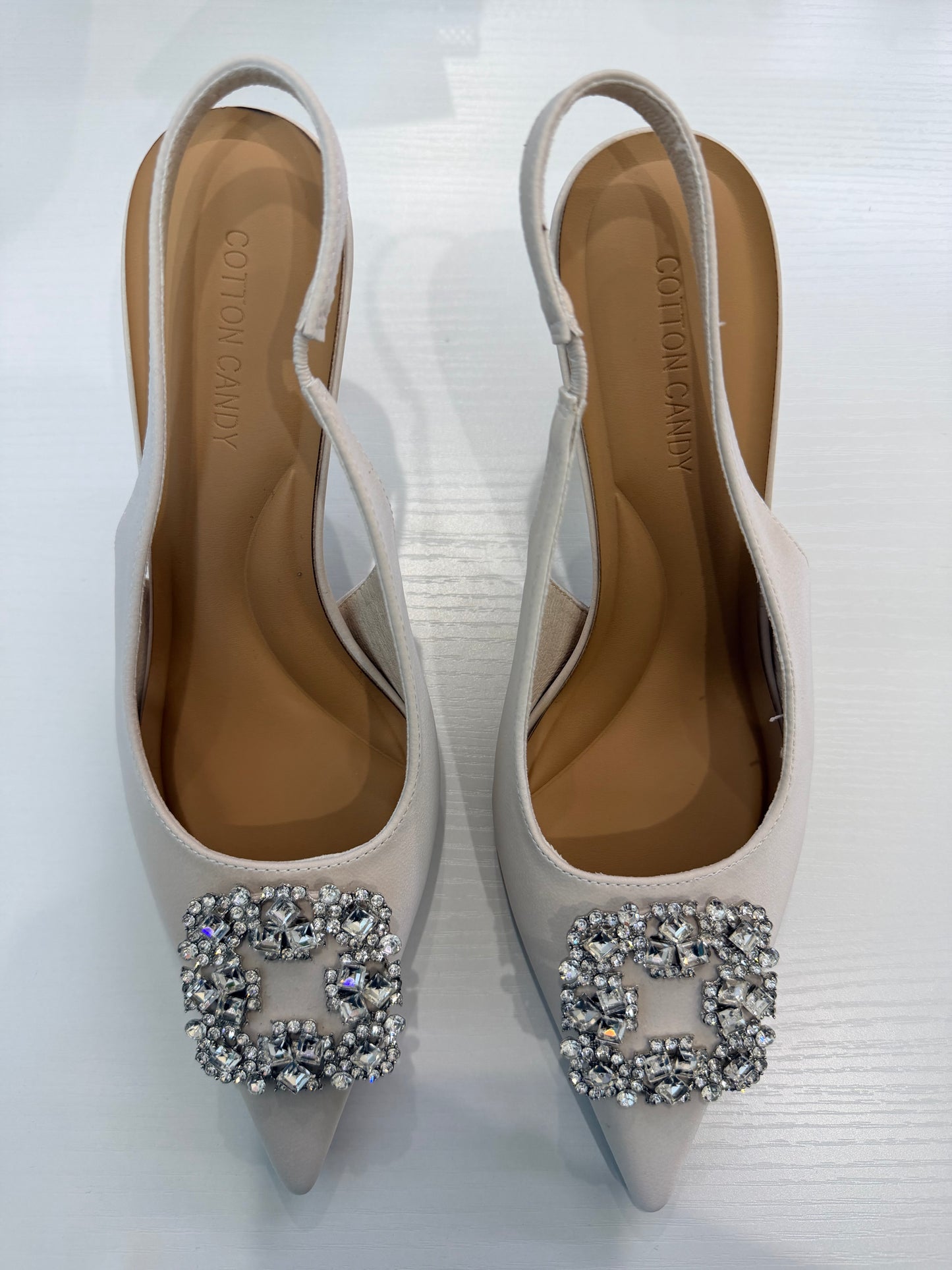 Slingback Heels with Rhinestone Buckle