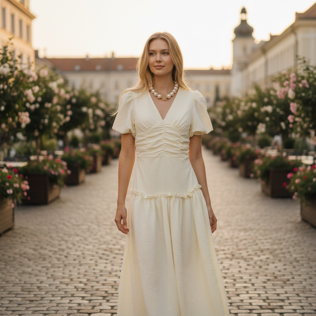 Puff Sleeve Midi Dress