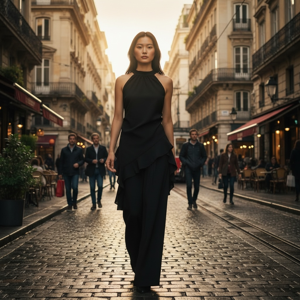 Elegant Asymmetrical Ruffle Jumpsuit