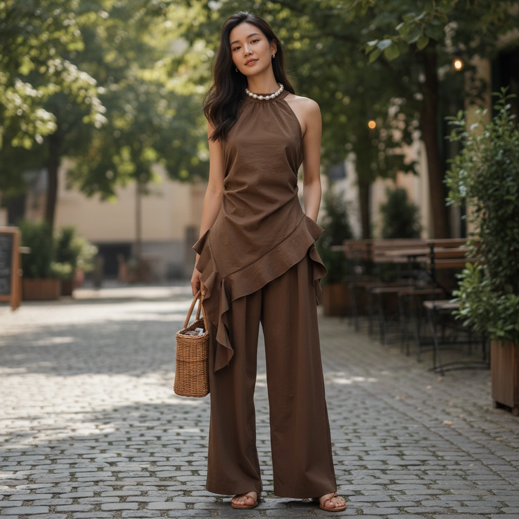 Elegant Asymmetrical Ruffle Jumpsuit