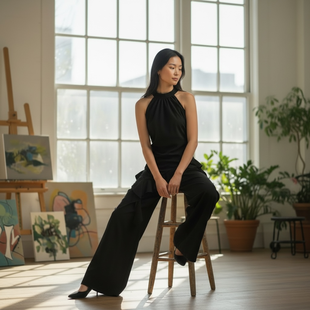 Elegant Asymmetrical Ruffle Jumpsuit