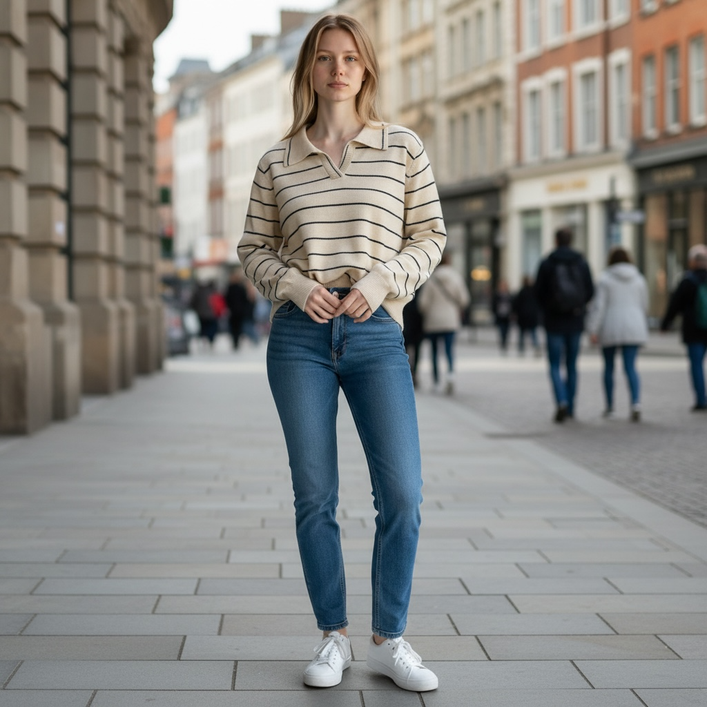 Woolly Knitted Striped Sweater for Women