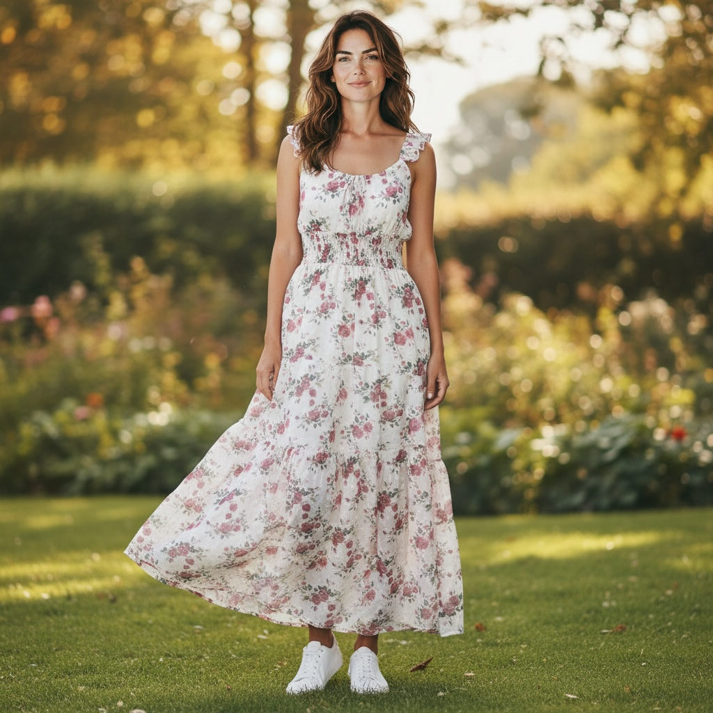 Floral Maxi Dress – Elegant Tiered Summer Dress with Flutter Sleeves
