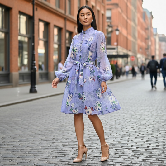 Elegant Lavender Floral Dress