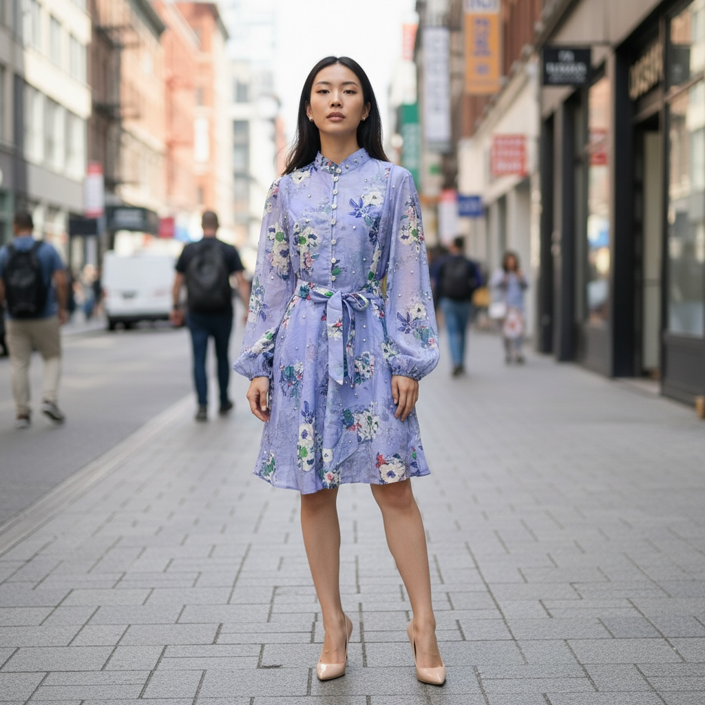 Elegant Lavender Floral Dress