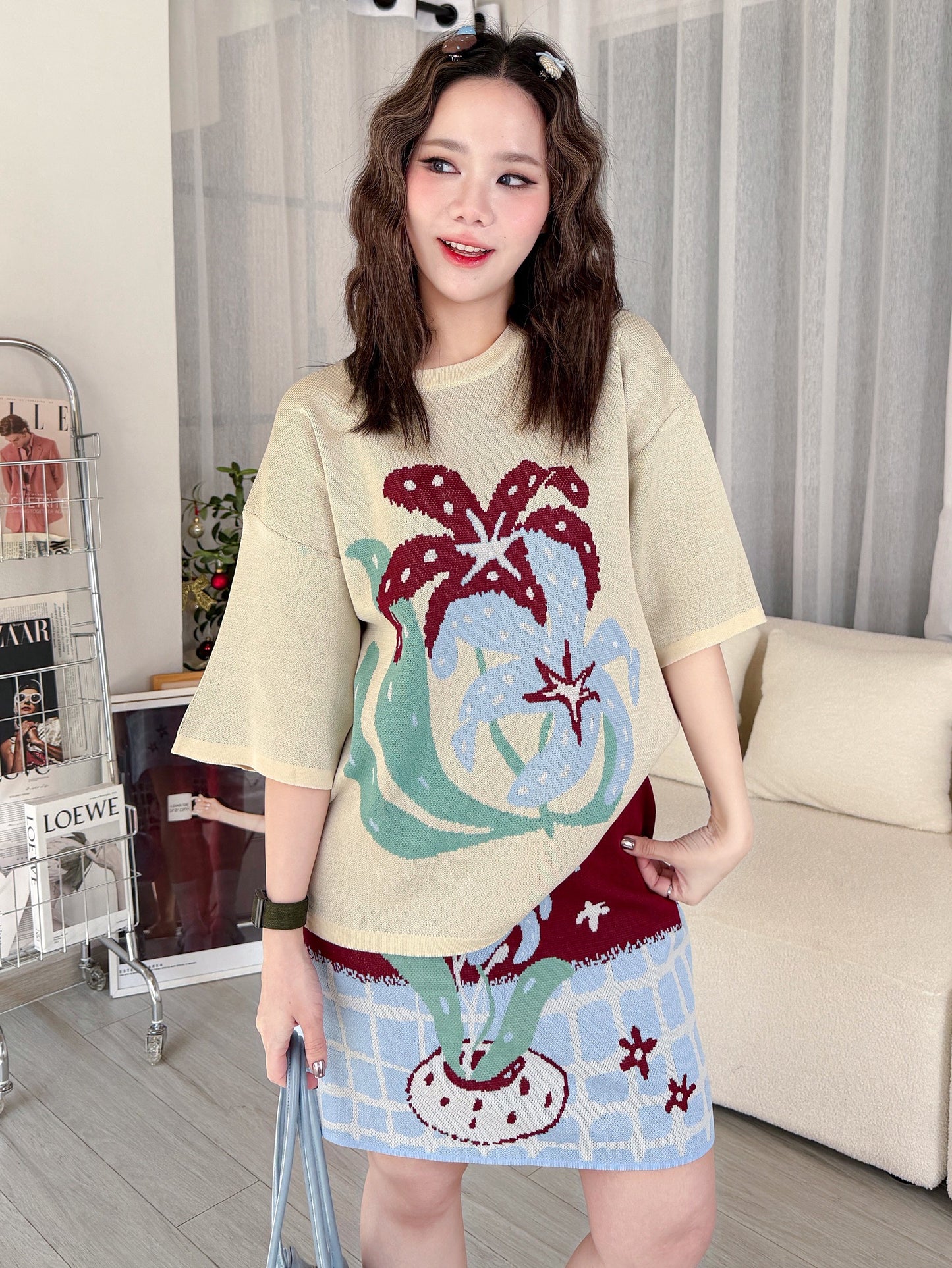 Chic Blossom Knit Set
