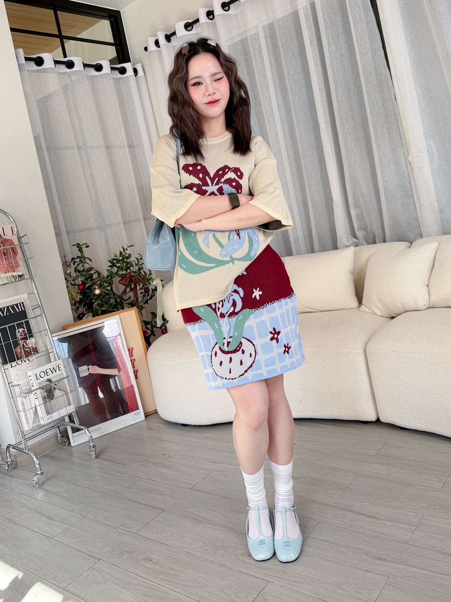Chic Blossom Knit Set
