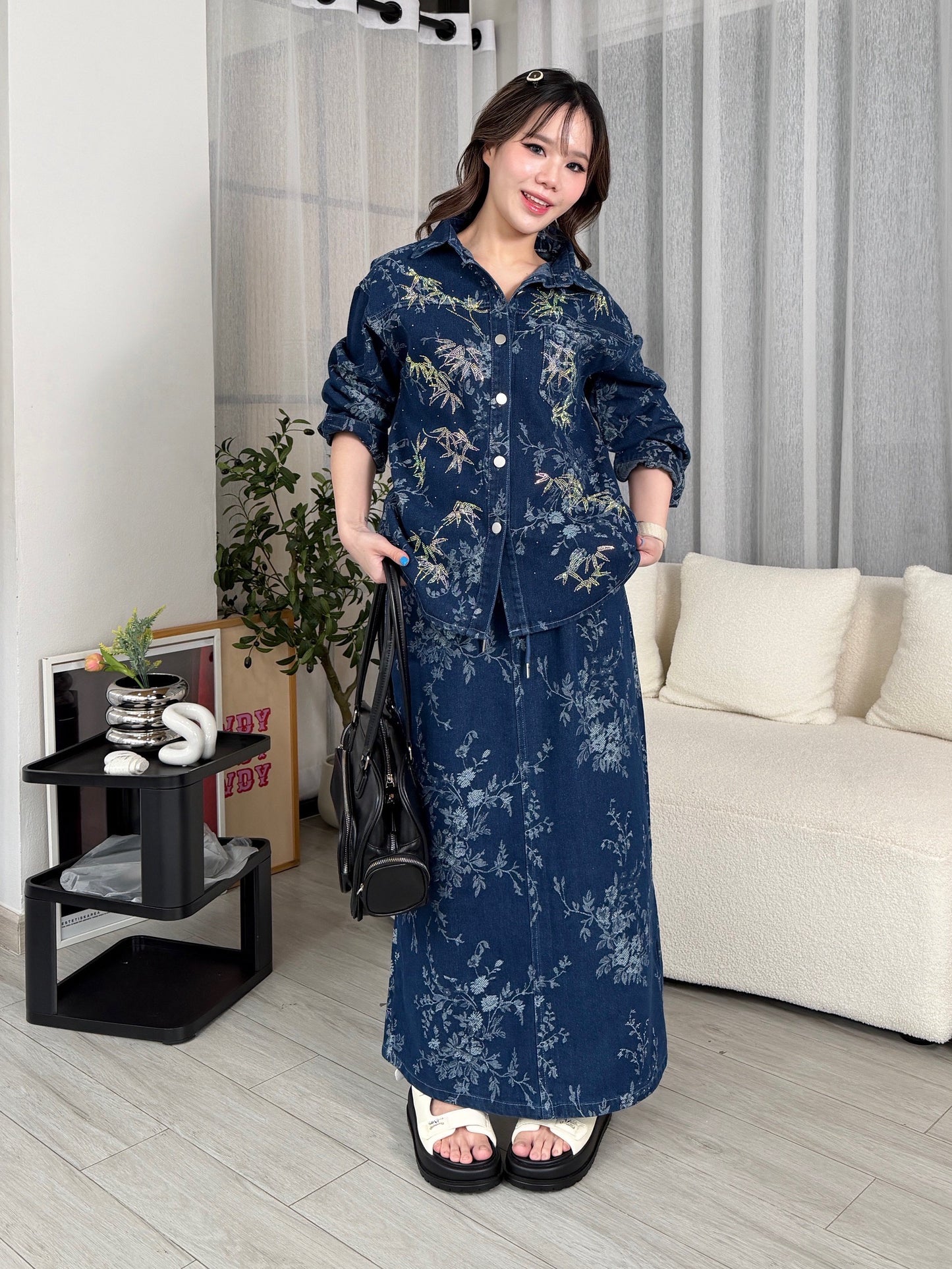 Floral Denim Matching Set