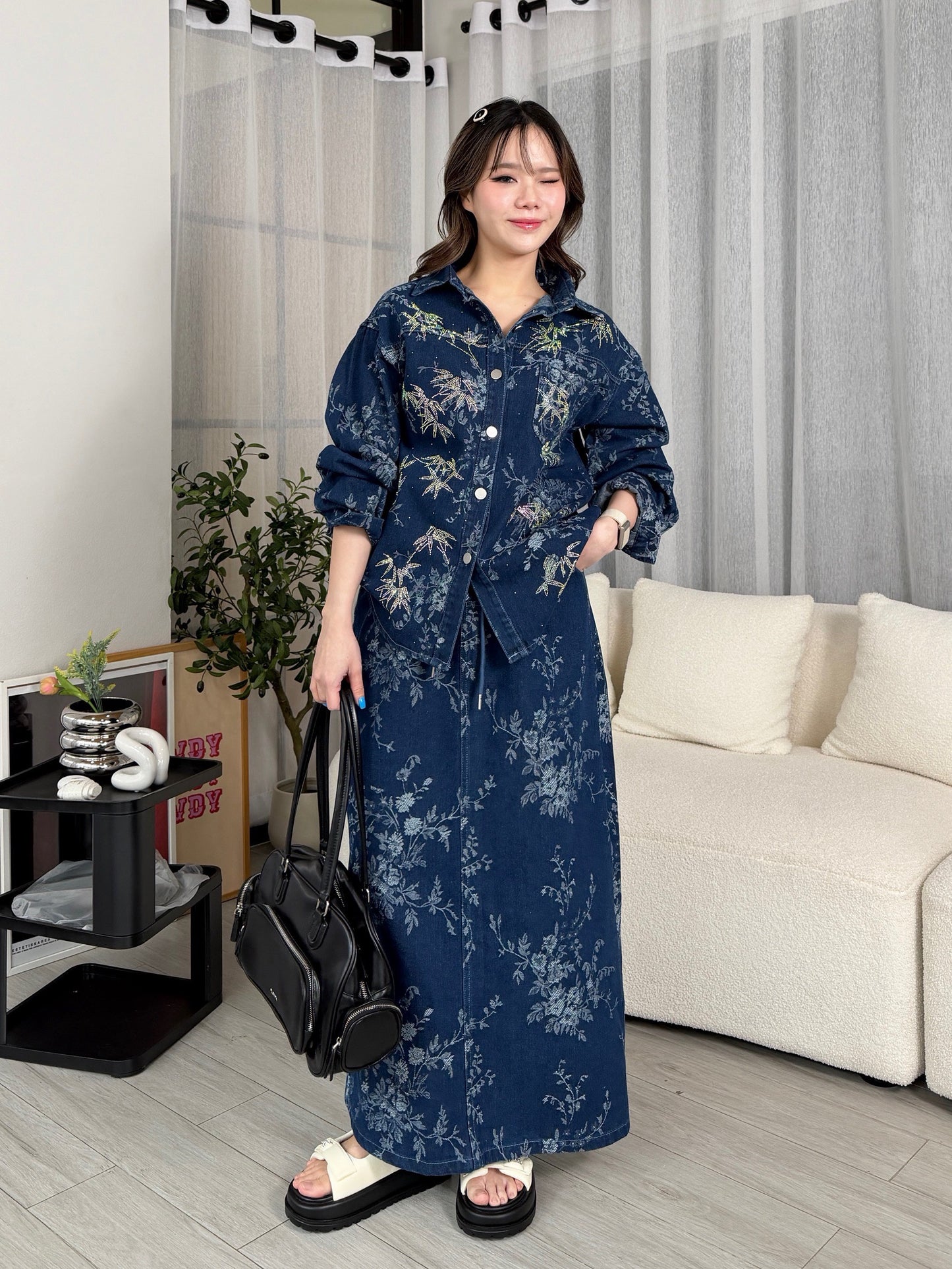 Floral Denim Matching Set