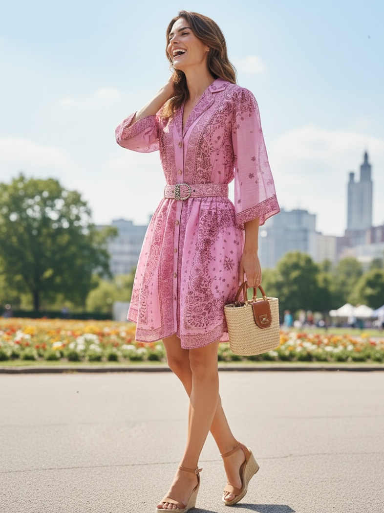 Blush Bloom Belted Dress