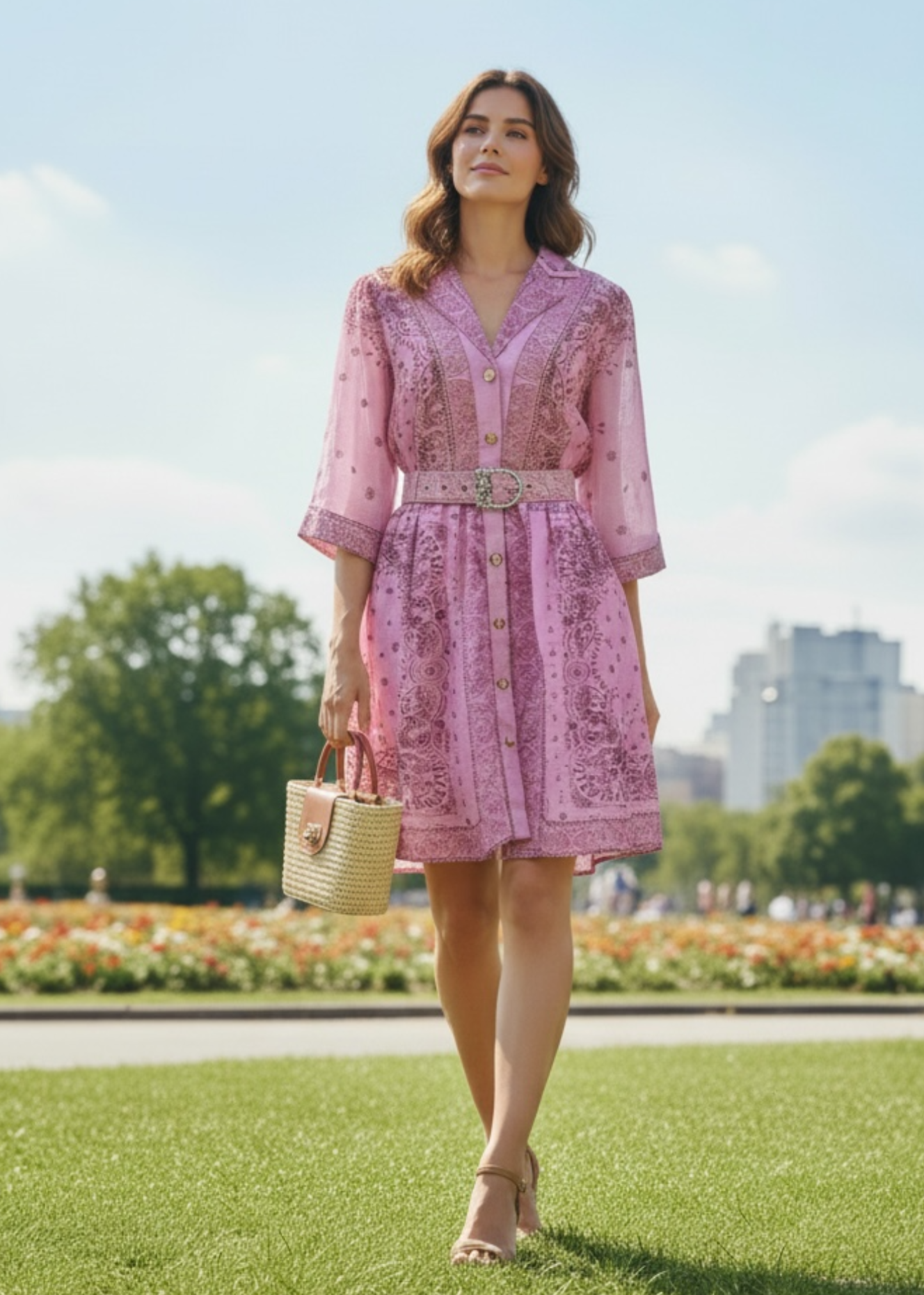 Blush Bloom Belted Dress