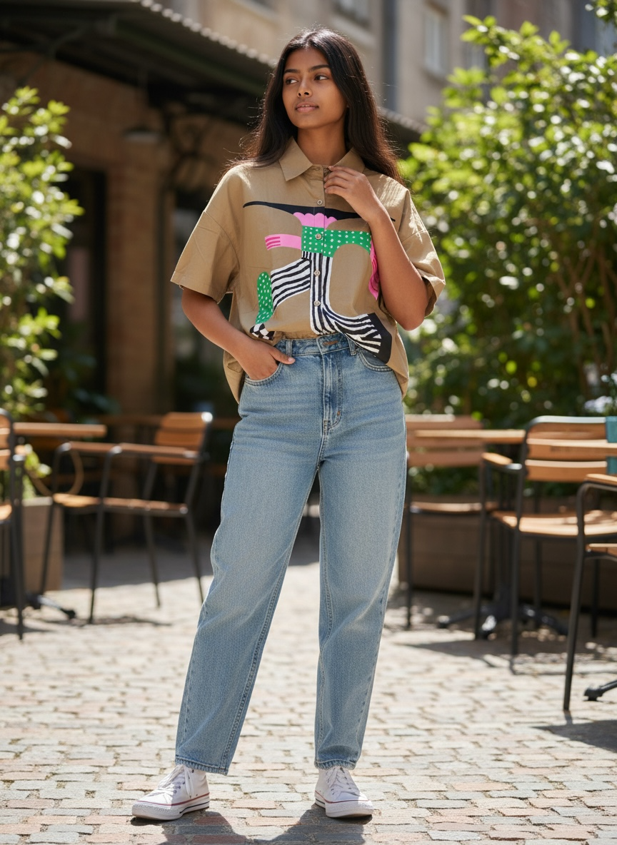 Abstract Printed Oversized Shirt