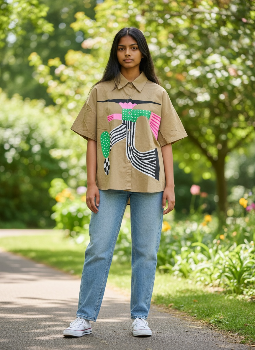 Abstract Printed Oversized Shirt