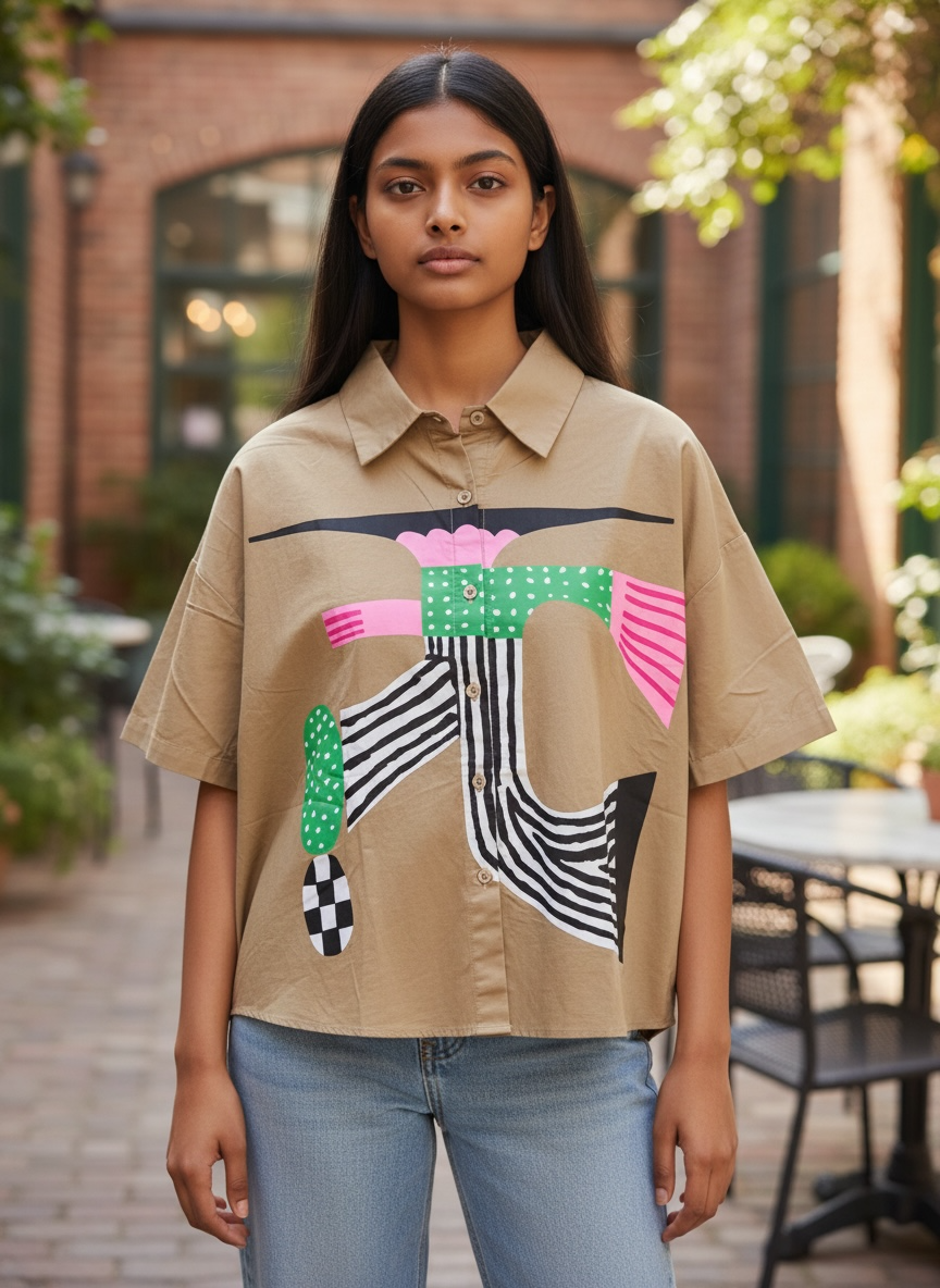 Abstract Printed Oversized Shirt