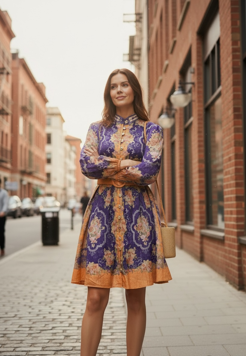 Royal Muse Printed Dress