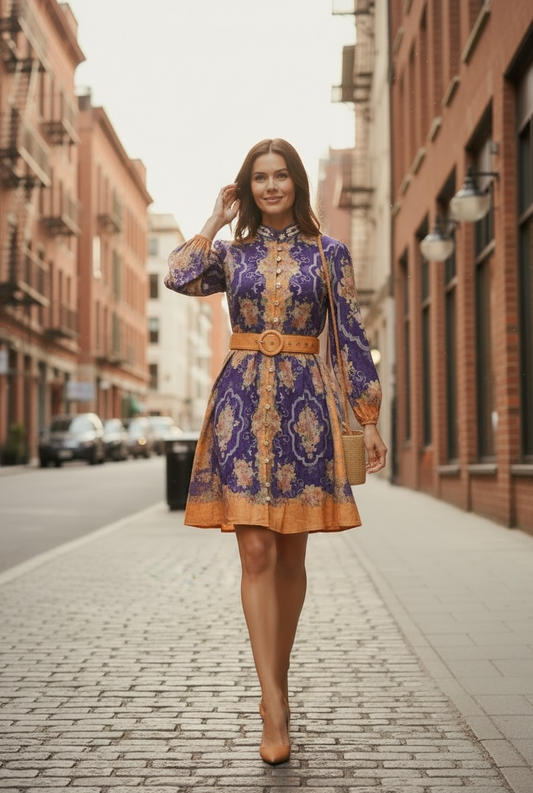 Royal Muse Printed Dress
