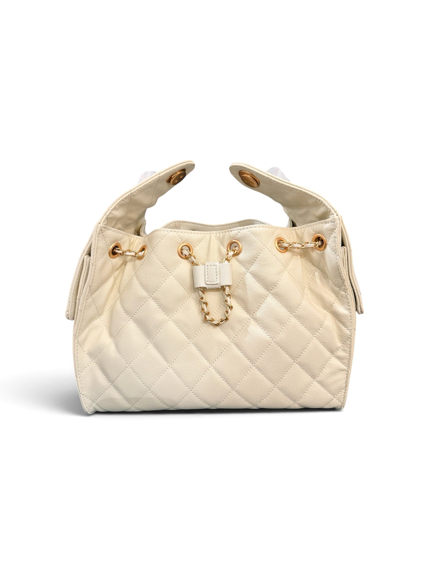 Queen Material Off White Calf Quilted Bag – Regular Size