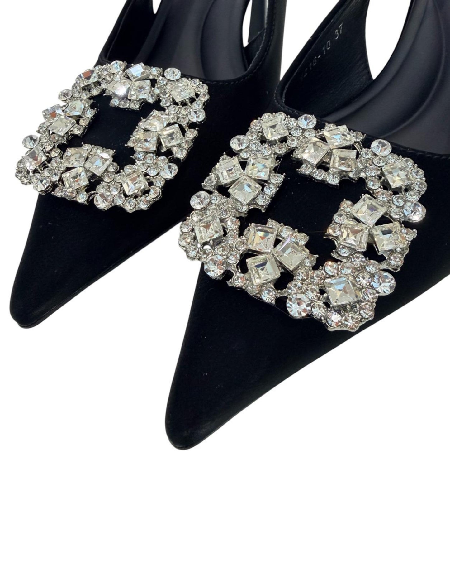 Slingback Heels with Rhinestone Buckle