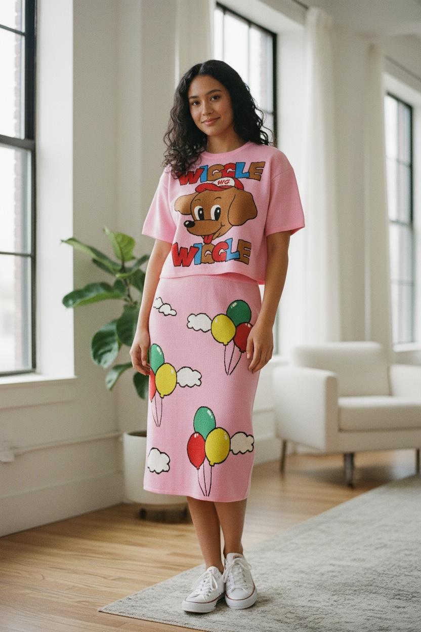 Wiggle Dog Balloon Knitted Coord Set